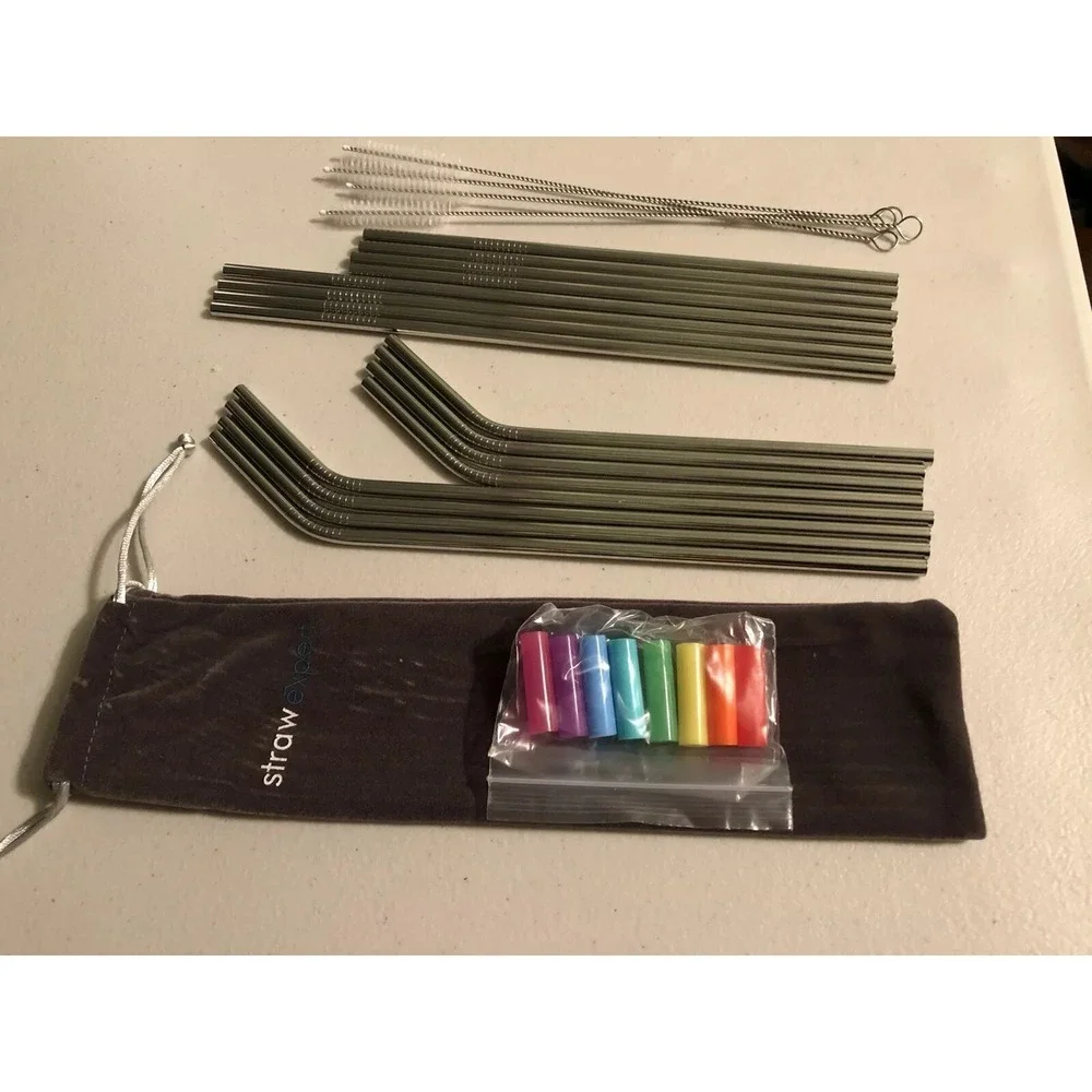 Strawexpert Stainless‎ Steel Straws Expert 16 Pc Reusable Drinking Straws/Tips